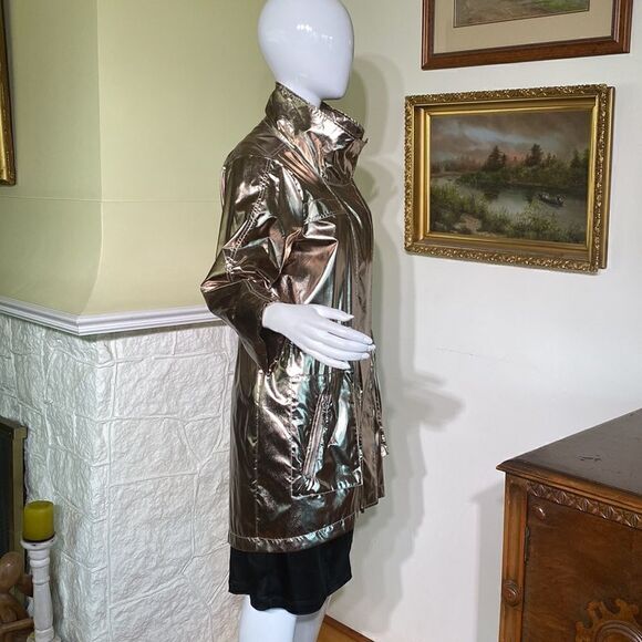 Joseph Ribkoff Foiled Gold Metallic Trench Coat - Picture 2 of 16